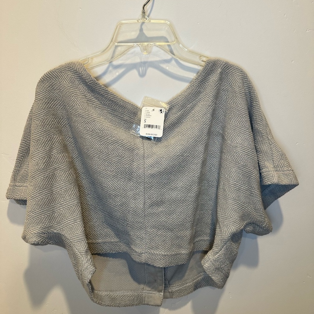 NWT Free People Gray Cropped Shirt with Button Back Size Small